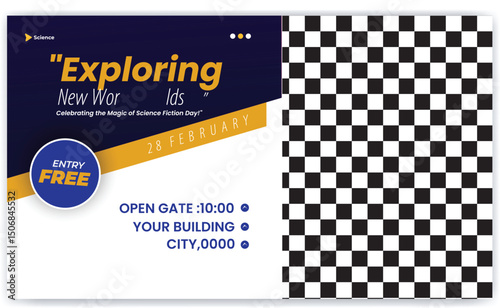 World National Science fiction day template banner and cover. Happy world science fiction day celebration