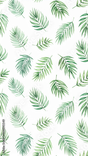 Botanical pattern with tropical leaves on white – modern and fresh