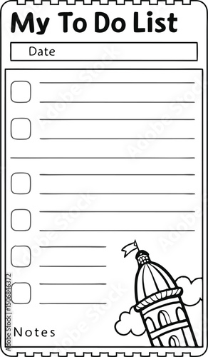 Printable To Do List Template with Cute Tower Design