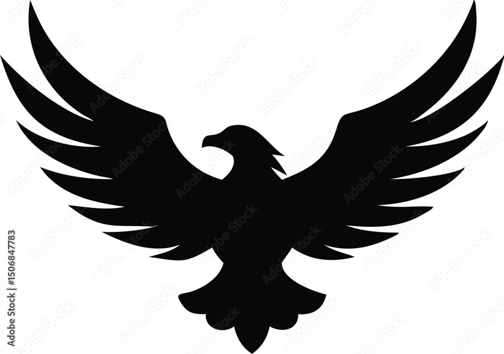 Obraz premium Flying Eagle Silhouette Vector – Powerful Bird Icon Design for Freedom, Strength, Nature, Wildlife, Mascot, and Emblem Graphic Use