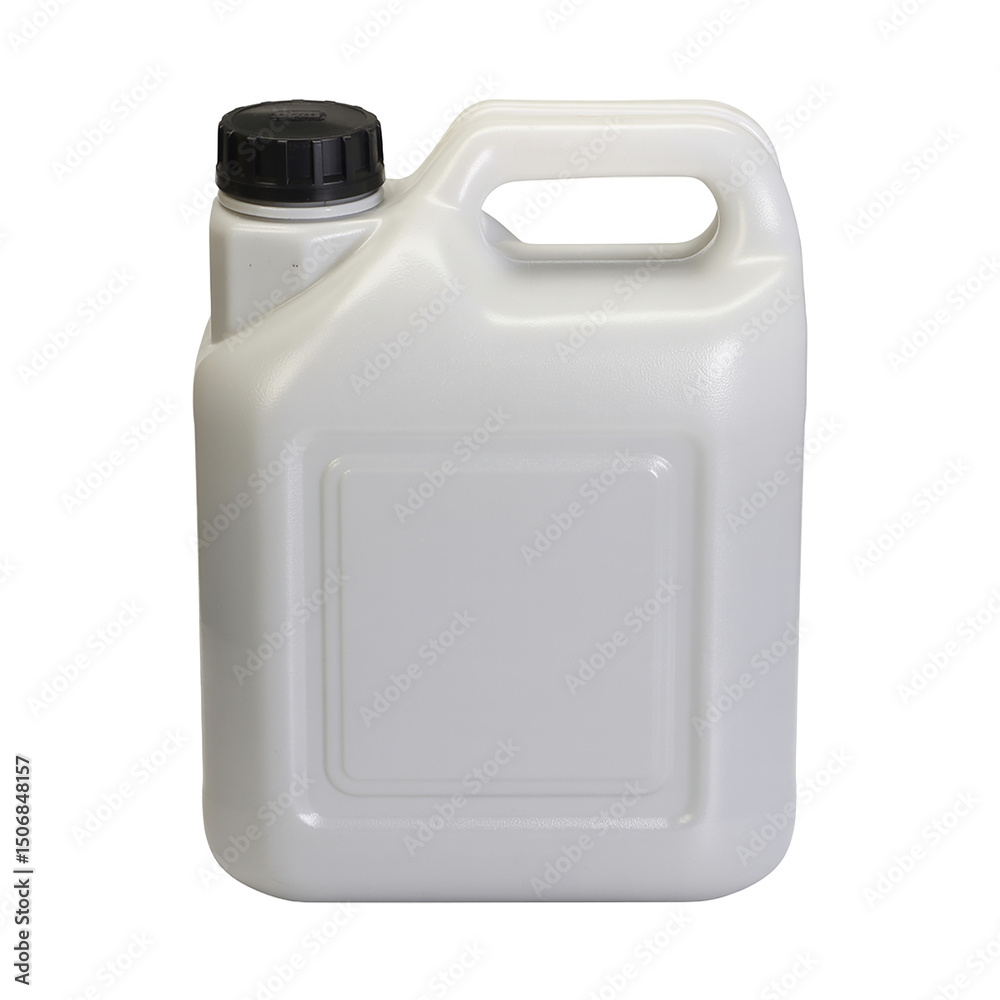 Isolated black plastic jerry can or fuel tank, White plastic container isolated on white for oil, fuel, or chemical liquid Isolated black plastic jerry can or fuel tank, White plastic container isolated on white for oil, fuel, or chemical liquid