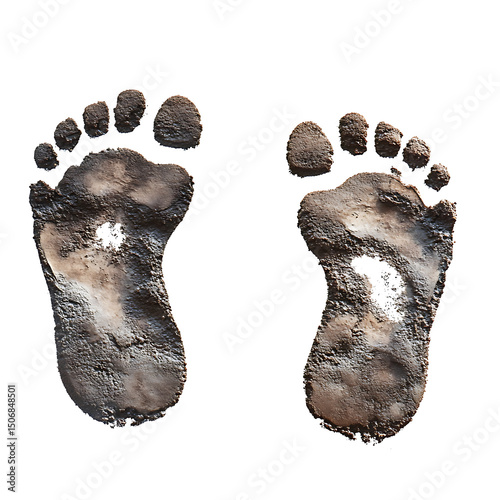 Set footprints isolated on white, clipping path