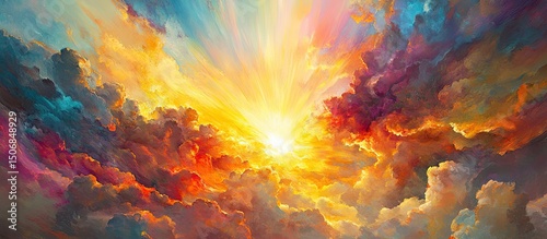 Radiant Sunburst Through Colorful Clouds