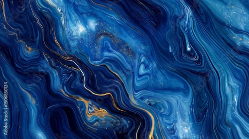 Abstract Blue and Gold Marble Design