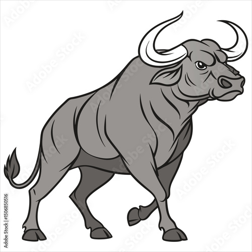 vector illustration of cartoon bull