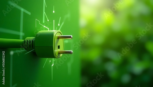 Green energy plug electric power renewable sustainable eco friendly source photo