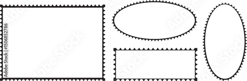  Set of of postage frames. Empty postal stamp. outline postage stamps set. 