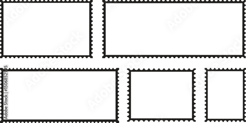 set of vector postage frames. Postage stamp borders set. Vector isolated illustration. Mockup photo postage stamps