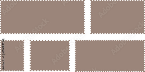 set of postage stamps. Postage stamp borders set. Vector isolated illustration. Blank postage stamp. Clean postage stamp template. 