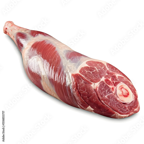 Fresh raw pieces of pure mutton image of pure white background top view.