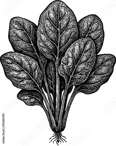 Spinach vertical upright view vector black silhouette cricut print design isolated on a plain white background