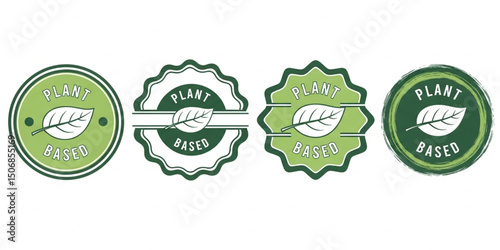 Plant Based Labels Set | Green Vegan and Vegetarian Food Packaging Badges for Healthy Eating and Sustainable Products