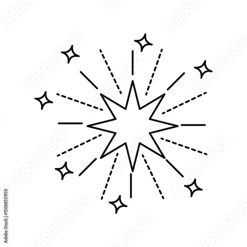 fireworks lineal icon with white background vector stock illustration
