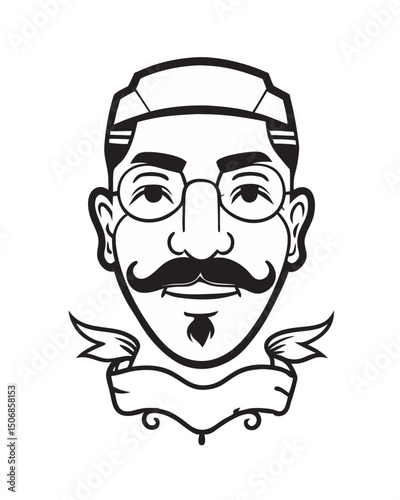 A portrait of a stylish bearded man face