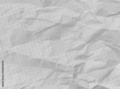 Halftone paper sheet. Vector texture of crumpled paper on transparent background. Trendy effect for design and decoration. Texture for comics. Black and white colors.