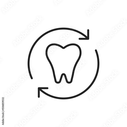 thin line tooth with arrow like daily routine