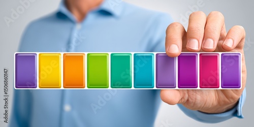 a realistic image of a business strategist highlighting steps on a digital roadmap