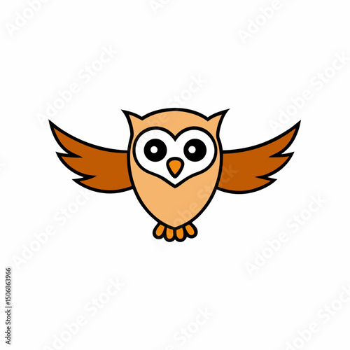 Owl Bird Wings Spread On White