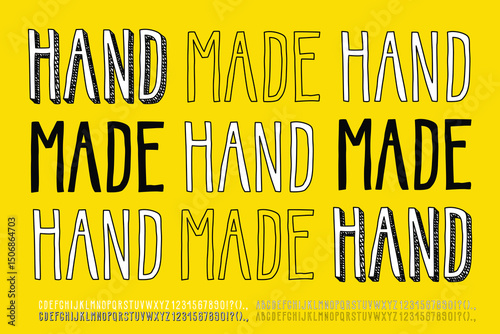 Hand Made Font. Playful Handwritten Script Typeface with Cheerful and Artistic Vibe. Perfect for Lettering, Posters, Social Media, and Creative Projects. Vector Illustration.