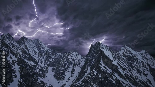 Lightning over Mountain Peaks