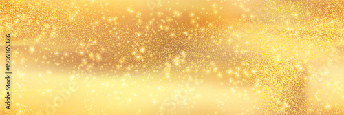 Gold shimmer carnival fabric bg with sparkling texture. Luxury glitter seamless background with metal gleam. Sequin abstract pattern. Vintage shining paper. Gradient mesh vector illustration