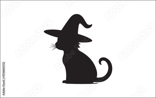 black cat on white background