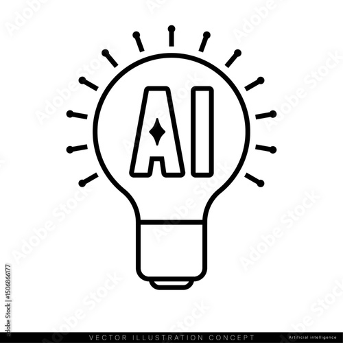 Artificial intelligence AI processor setting vector icon web site, logo, social media. vector	