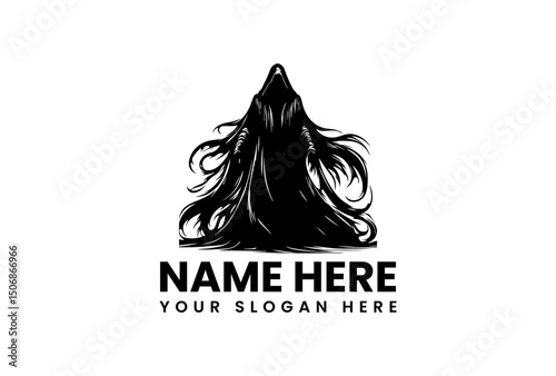 Ominous hooded figure in flowing black robes with skeletal hand reaching out. Dark Fantasy and Mysticism Concept
