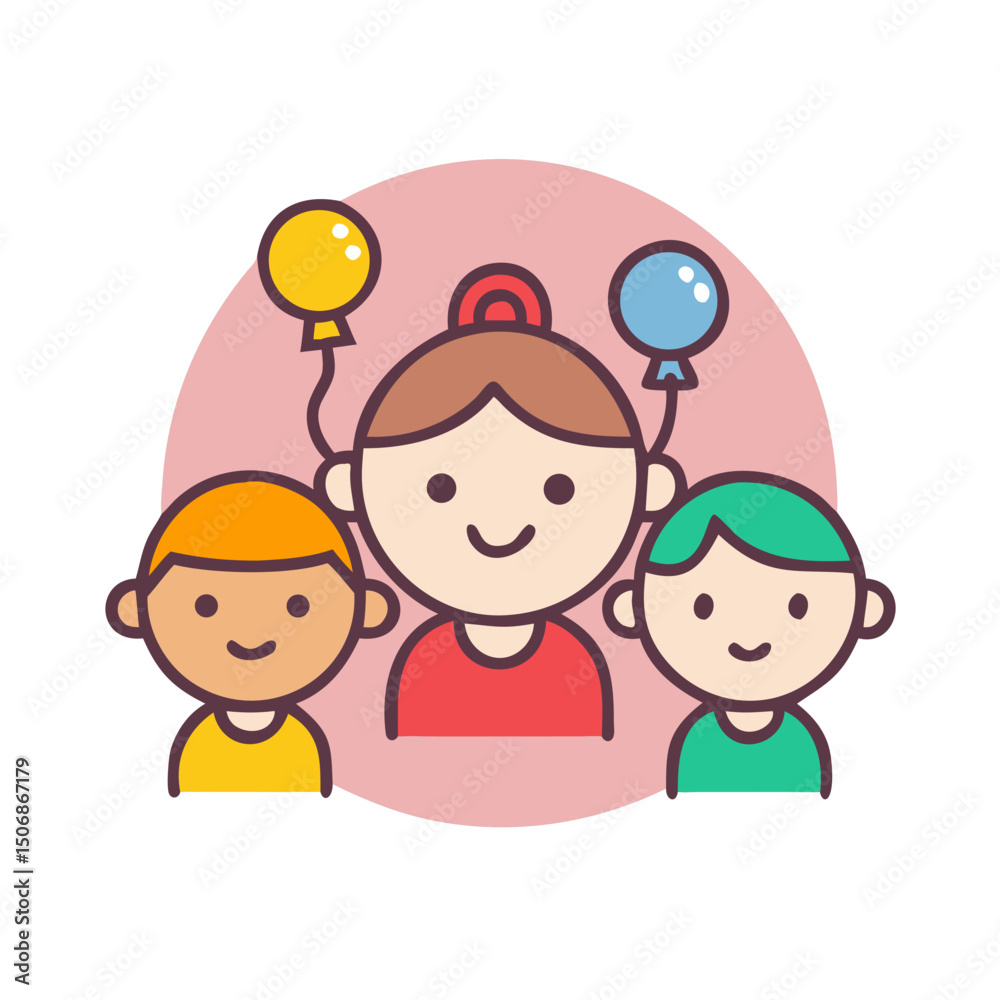 Childhood Vector Illustration – Fun and Joyful Kids Scene Childhood Vector Illustration – Fun and Joyful Kids Scene