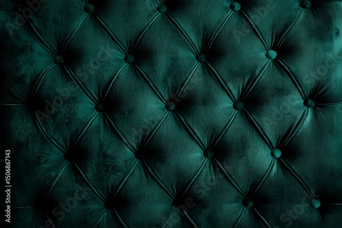Deep teal velvet tufted upholstery texture luxurious button detail rich dark emerald green fabric background