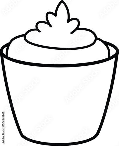 Carrot Hummus Cup Line Art Vector Illustration Food Clipart Design