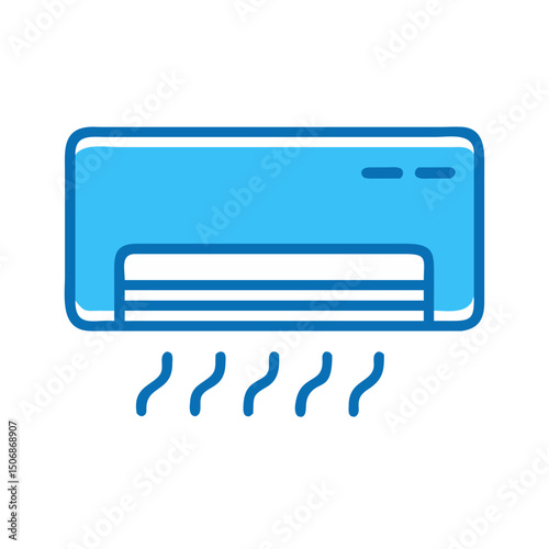 Blue air conditioner unit icon on a White Background