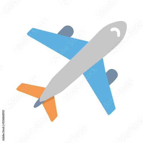 Stylized flat vector airplane graphic isolated on White Background