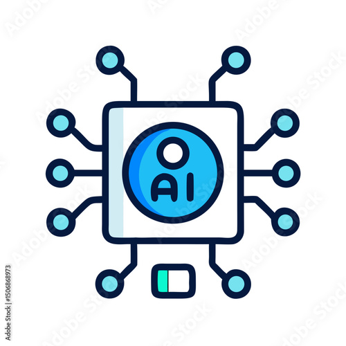 Stylized AI chip on White Background depicts artificial intelligence