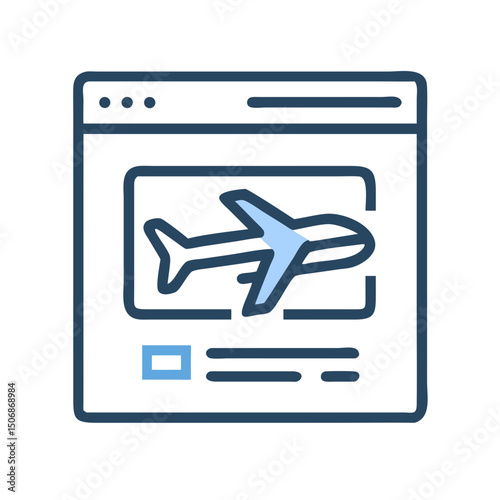 Simple flat web page showing airplane for travel concept