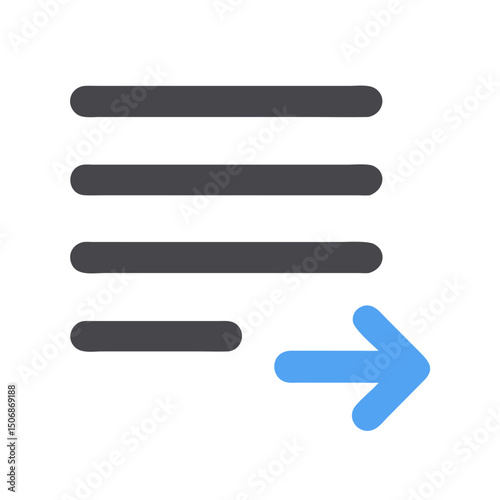 Dark list icon with arrow pointing right direction