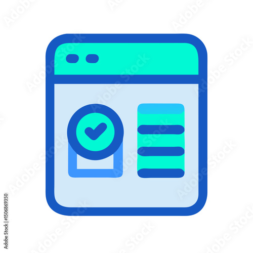 Completed online form submission indicated by checkmark within interface