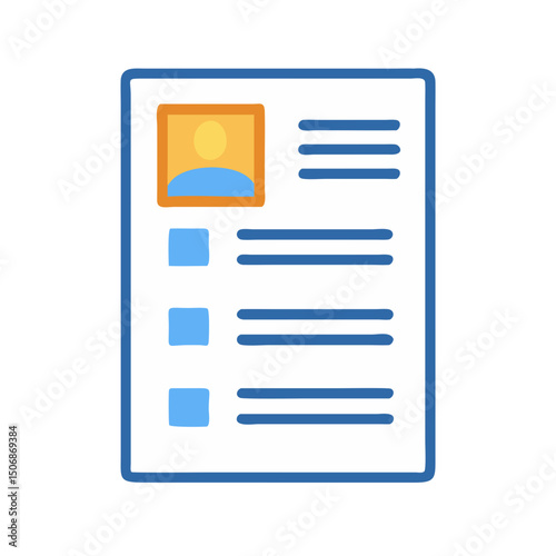 Stylized resume or document icon, user data information