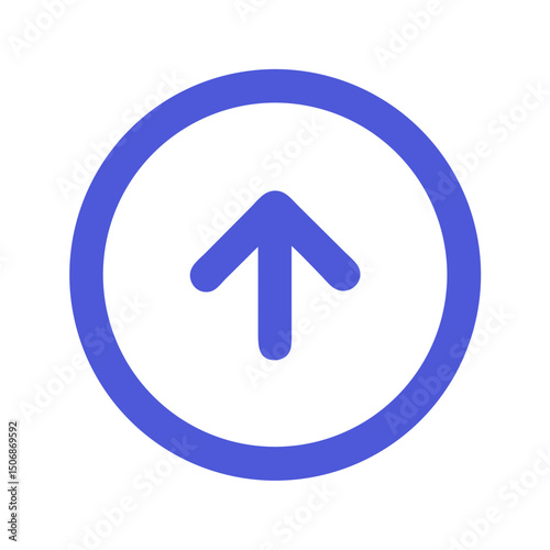 Blue upward arrow icon inside a circular shape design