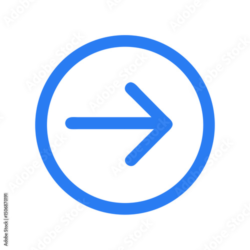 Abstract blue arrow pointing right within a blue circle