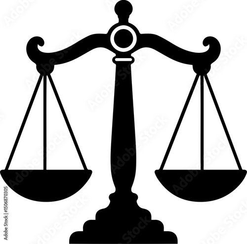 Justice Scales Icon – Black Legal Balance Symbol