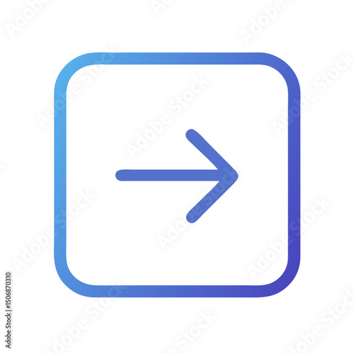 Blue gradient arrow within rounded square on White Background