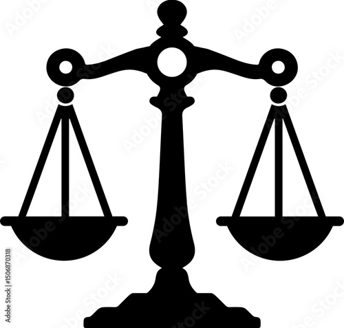 Justice Scales Icon – Black Legal Balance Symbol