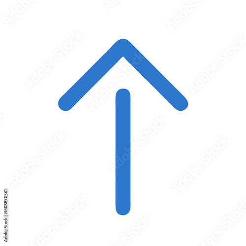 Upward pointing arrow on White Background indicating movement direction