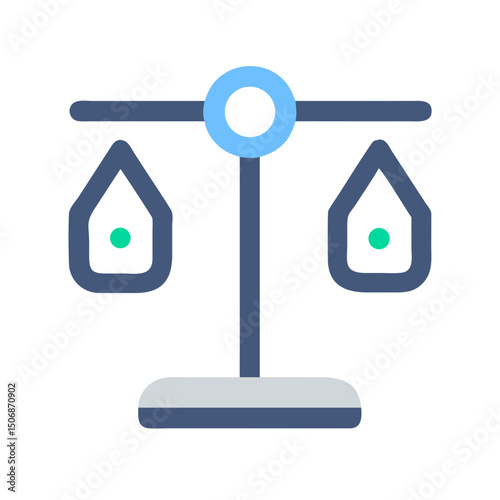 Minimalist balance scale on White Background representing justice, law