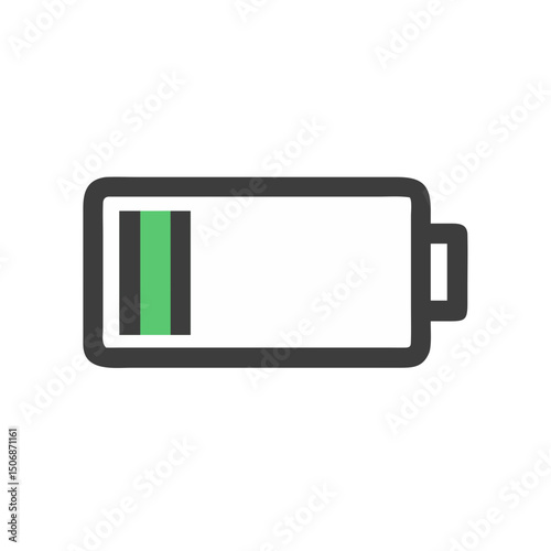 Low Battery Indicator Displayed on White Background Simple Design