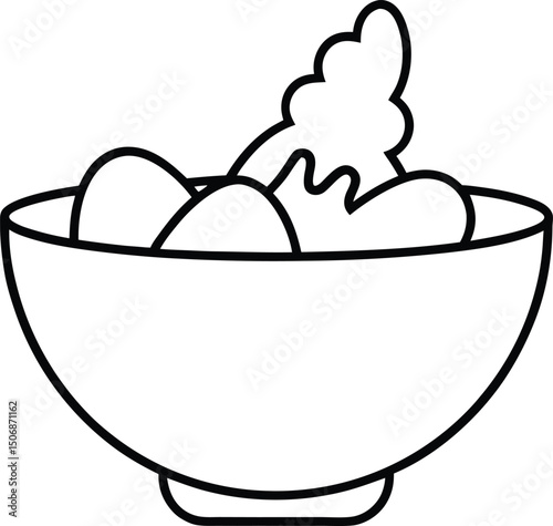 Chicken Fajita Bowl Line Art Vector Illustration Food Clipart Design