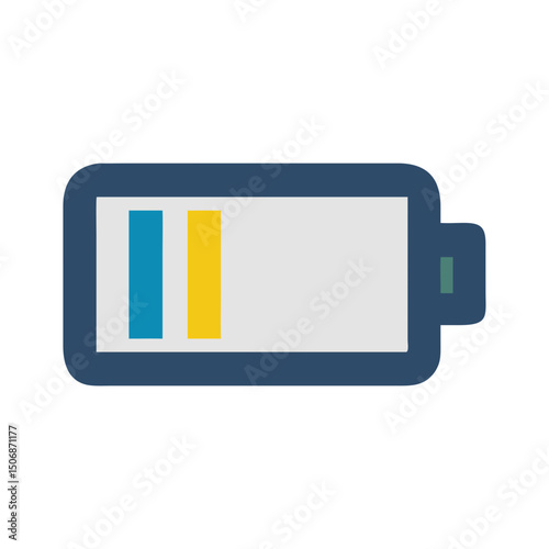 Illustration of a Low Battery Charge Level in Flat Design