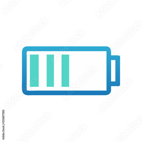 Battery power level with three bars on White Background