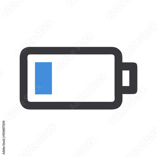 Low battery indicator icon on White Background illustration